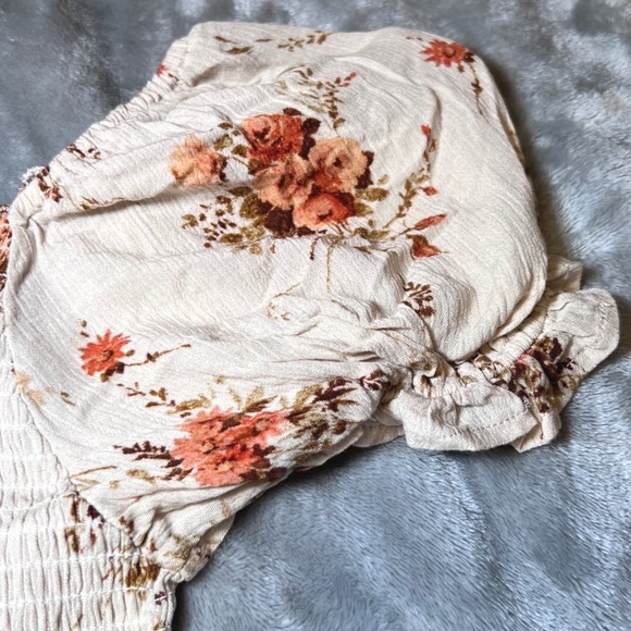 Altar'd State Womens Size Small Shorts Romper Tan Floral Cottagecore Boho Mini - Picture 7 of 16